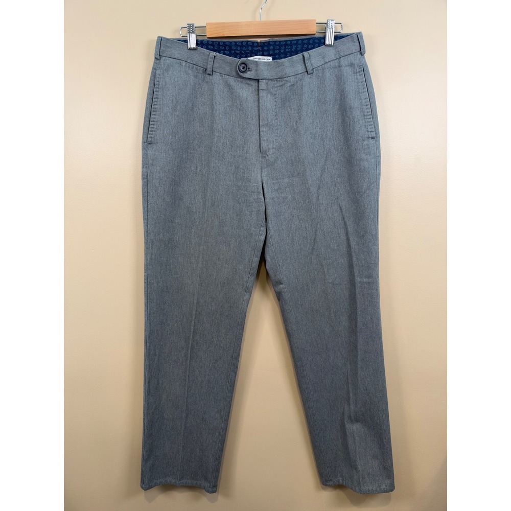 Peter Millar Chino Pants Mens 34 Grey Classic Fit Cotton Flat Front Trousers